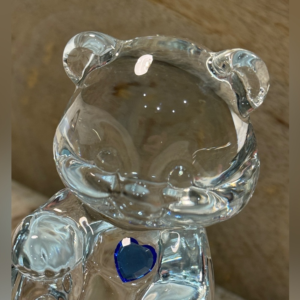 Vintage Fenton Art Glass Bear Figurine Blue Heart September Birthstone - Picture 3 of 6